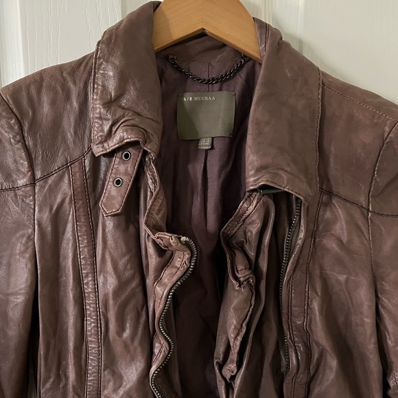 Muubaa 🤎 lambskin leather biker jacket, size: 8 - Picture 3 of 15